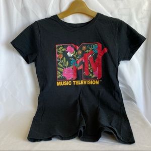 MTv girls’ t-shirt Size Medium Black with MTV logo graphic on the front